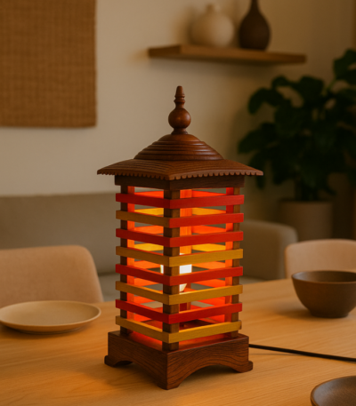 Dome Square Wooden Table Lamp 039