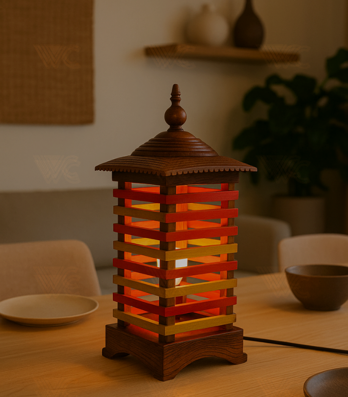 Dome Square Wooden Table Lamp 039