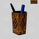 Wooden Pen Holder With Brass Inlay 003