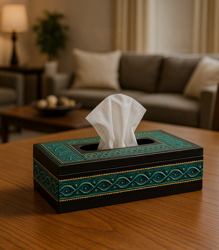 Tissue box wood liqueur art